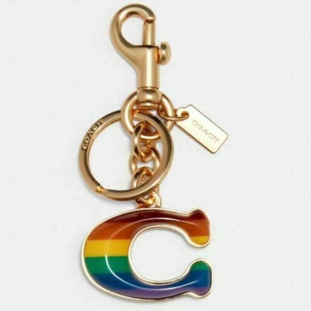 NWT Coach 3D 1633 Rainbow Pride Keychain